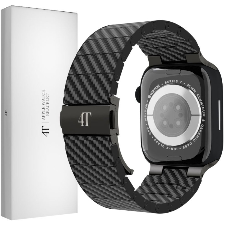 Pasek Karbonowy 4T Bransoleta do Apple Watch 49 45 44 42 Czarny - 1