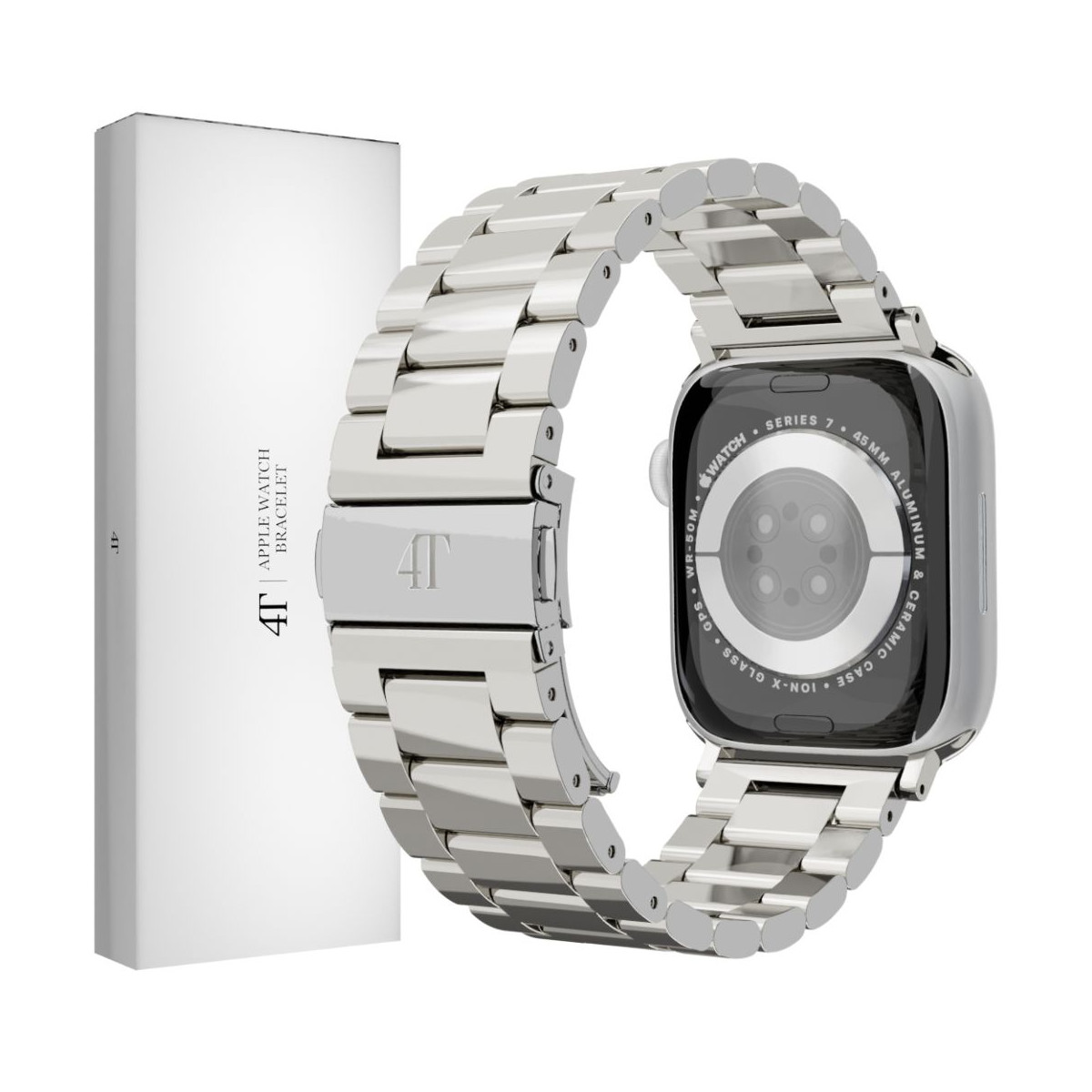 Pasek 4T Band Bransoleta Apple Watch 49 45 44 42 mm Srebrny Luce - 1