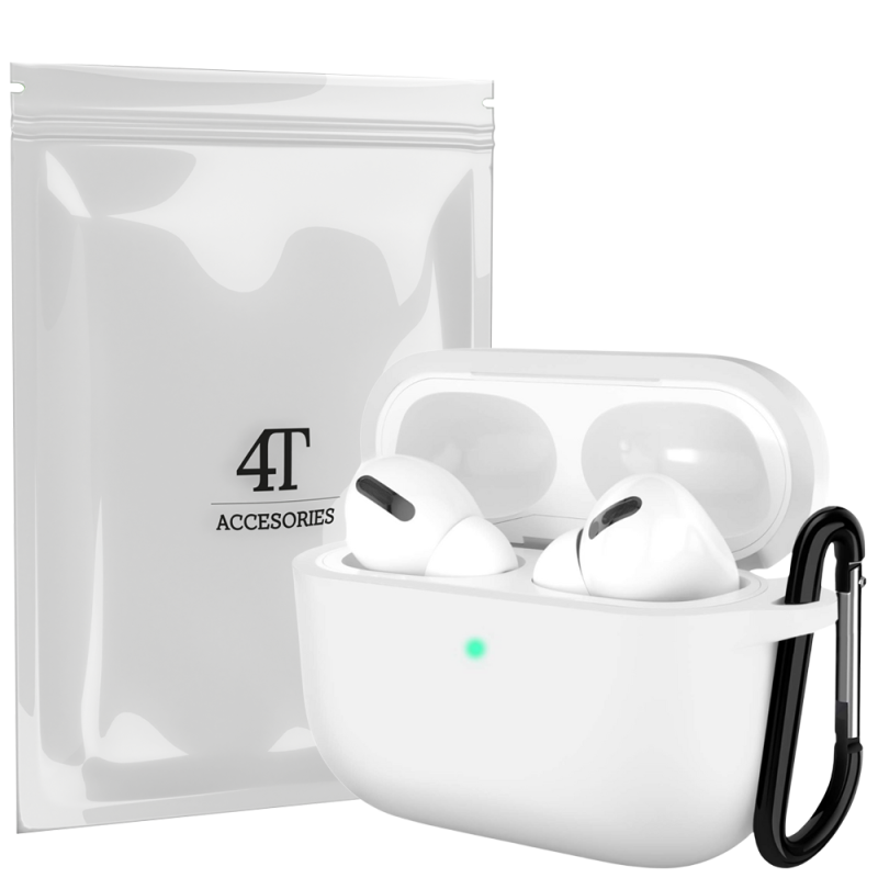 AirPods Pro 1 Etui Pokrowiec Do Apple Słuchawki, Ochronne + Karabińczyk  4T - Białe