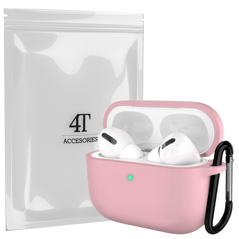 AirPods Pro 1 Etui Pokrowiec Do Apple Słuchawki, Ochronne + Karabińczyk  4T - Różowe